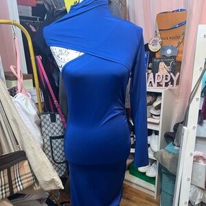Elegant Blue Long Sleeve Dress